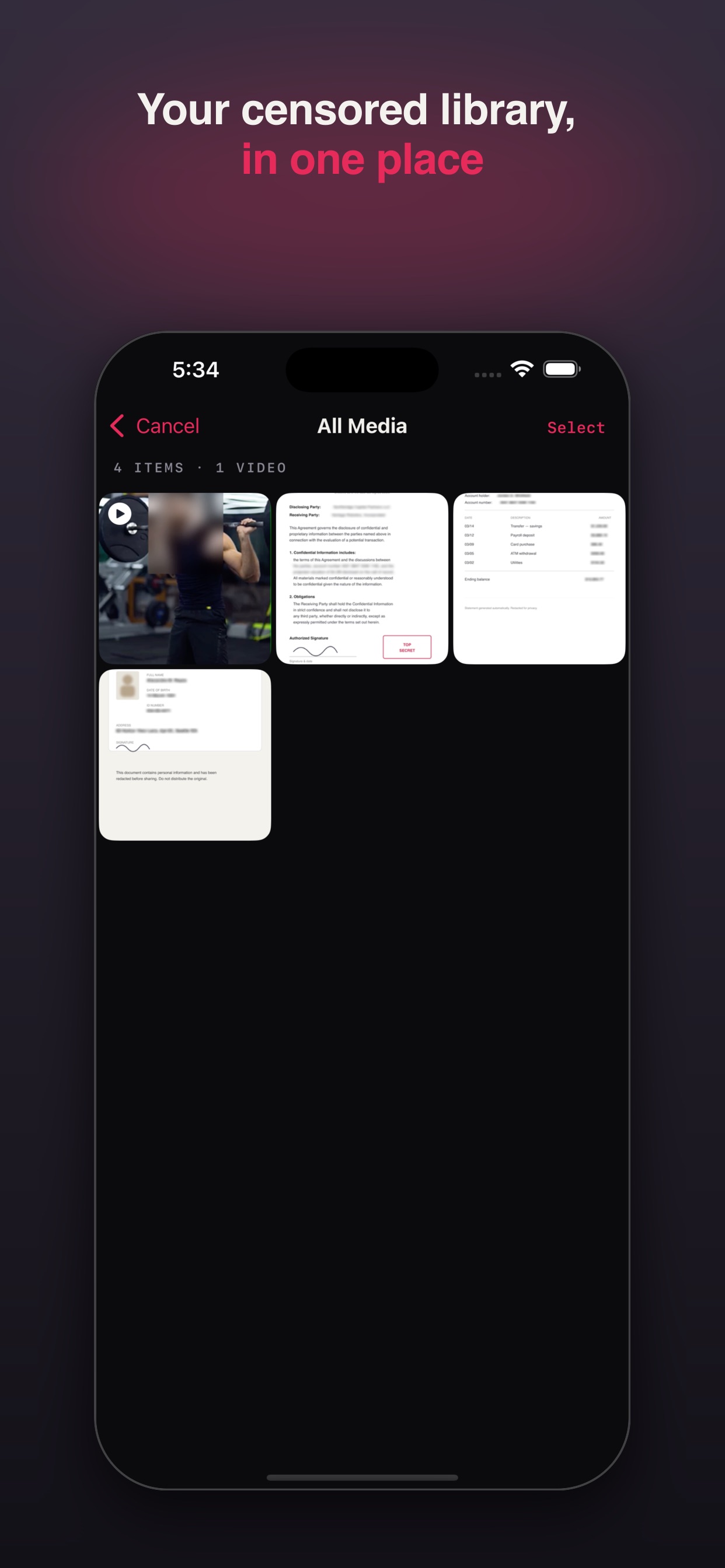 The private in-app library of censored photos and videos